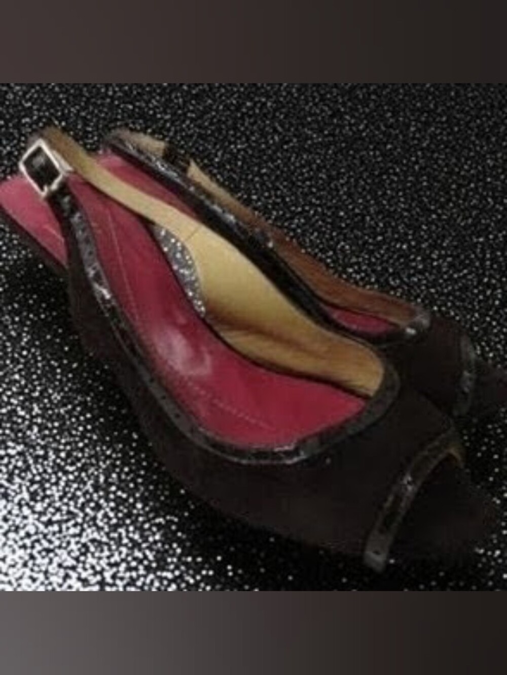 Kate Spade Dark Brown Slingback Peep Toe Heels Size 7.5 Women